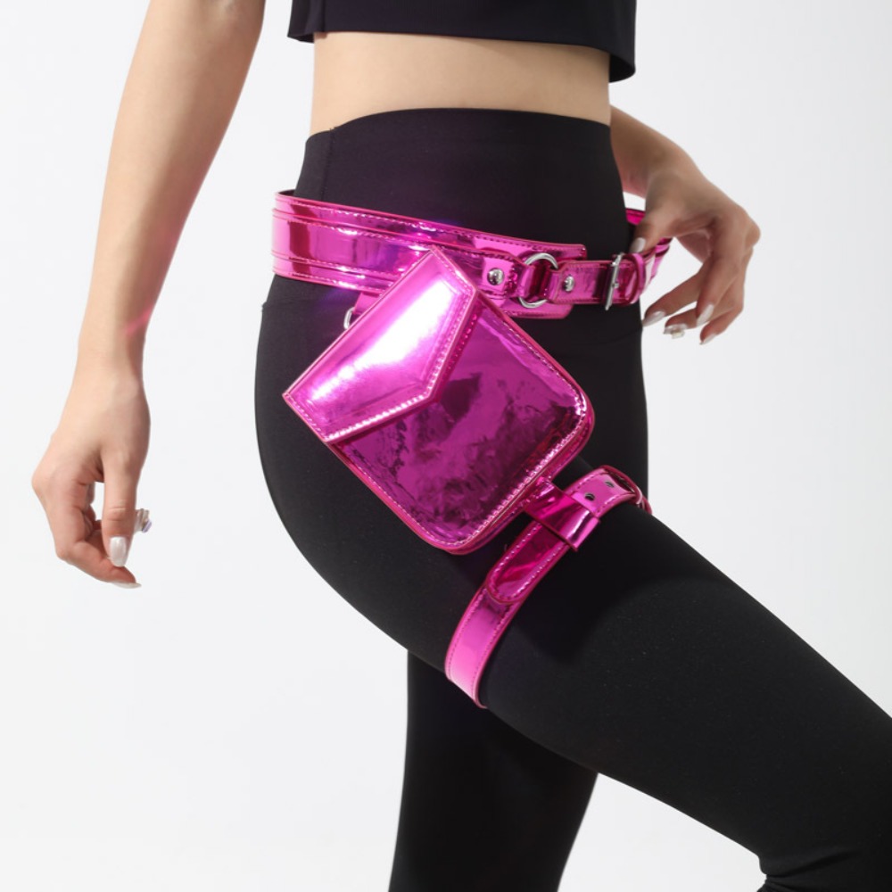Motorcycle Gear Backpack - Portable Punk Metallic Waist Belt Pouch