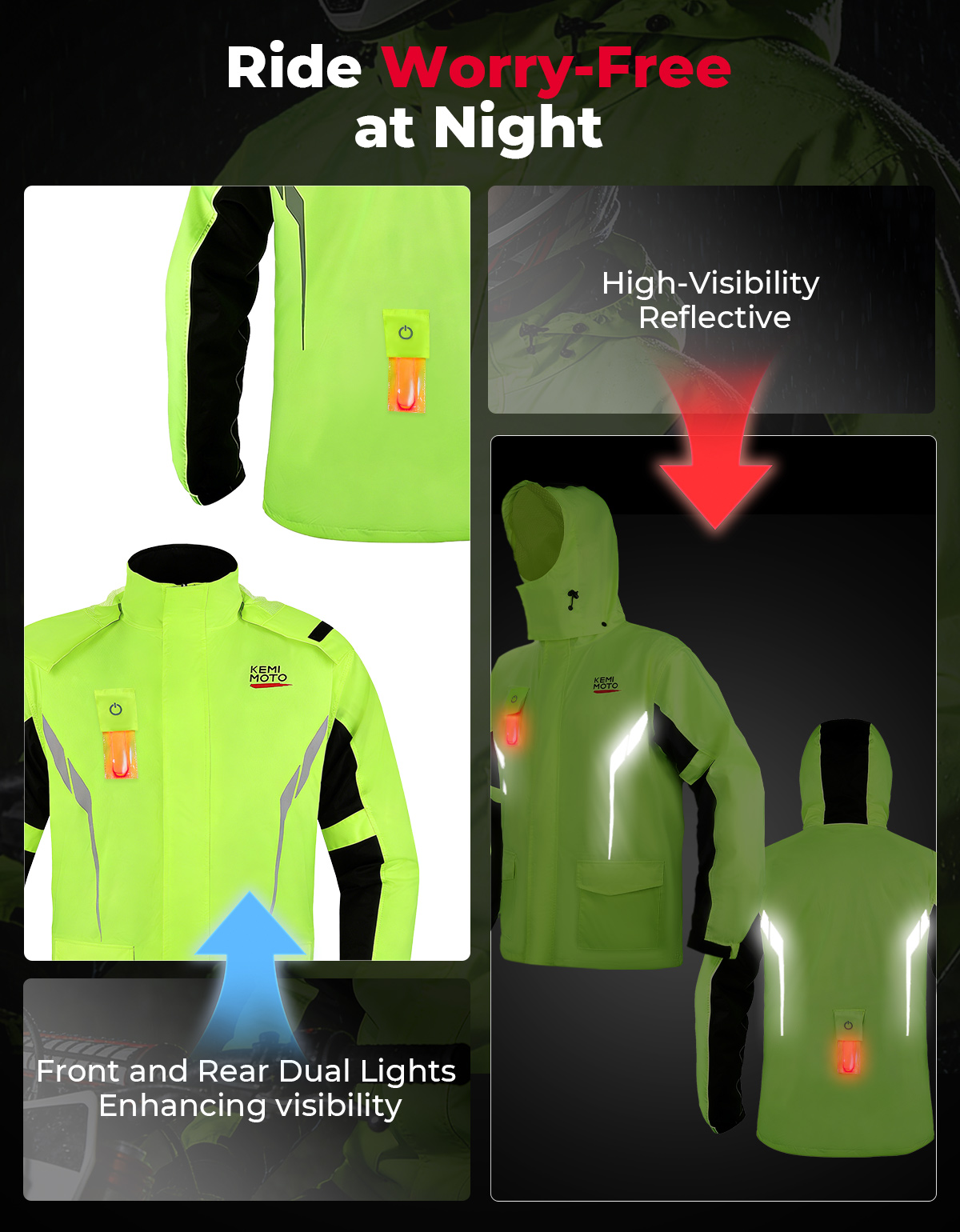 KEMIMOTO Unisex Waterproof Rai - مراجعة Motorcycle Rain Suit وسعره