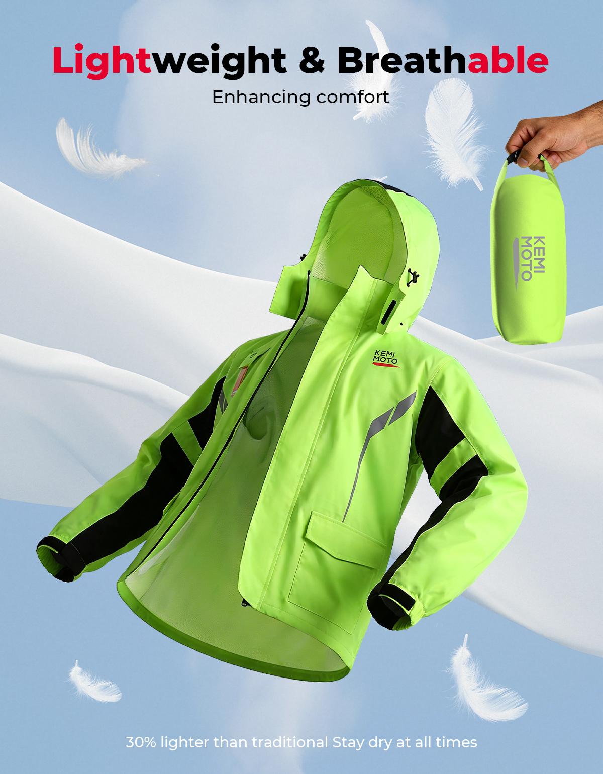 KEMIMOTO Unisex Waterproof Rai - مراجعة Motorcycle Rain Suit وسعره